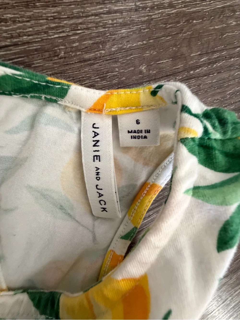 Janie and Jack White Dress with Yellow Lemon Print
